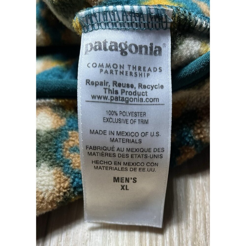 Patagonia Synchilla Cliff Arbor Green Geometric Snap T Fleece Pullover -Men’s XL - Picture 3 of 16